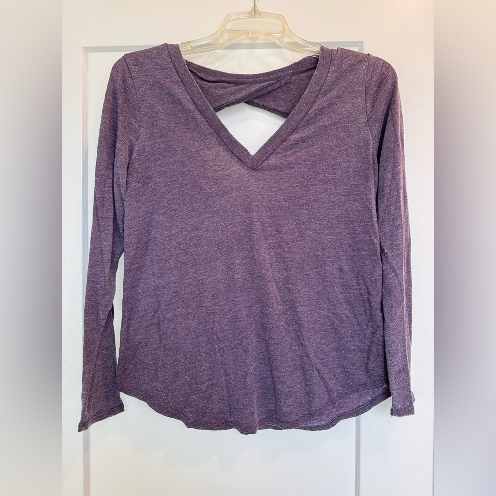 Chaser Purple Long Sleeve V-Neck Top